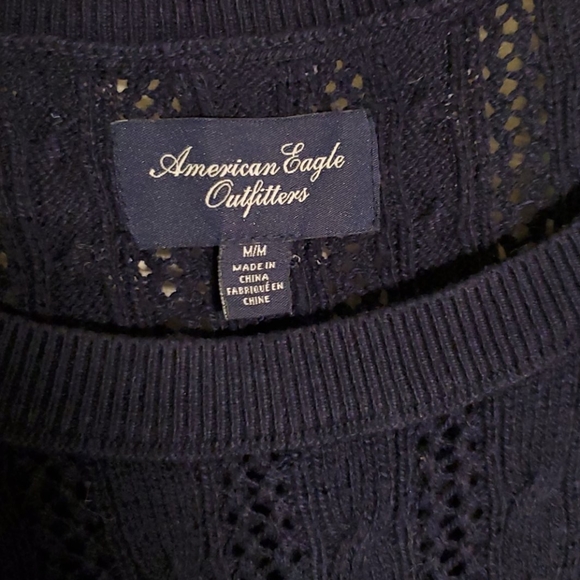 Navy knitted 3/4 length American Eagle top - Picture 4 of 4